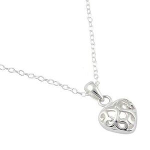 Sterling Silver Curly Heart Necklace New